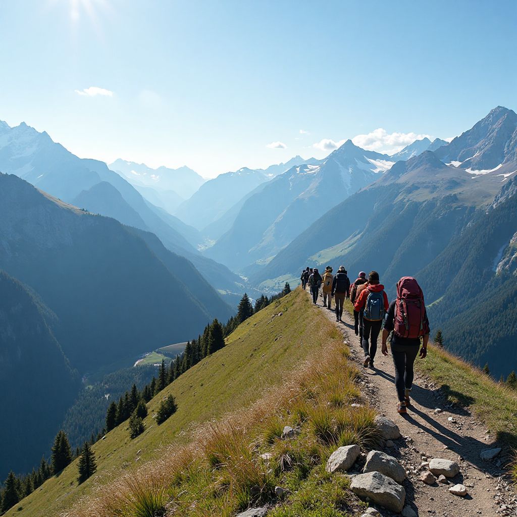 Mountain hiking expedition