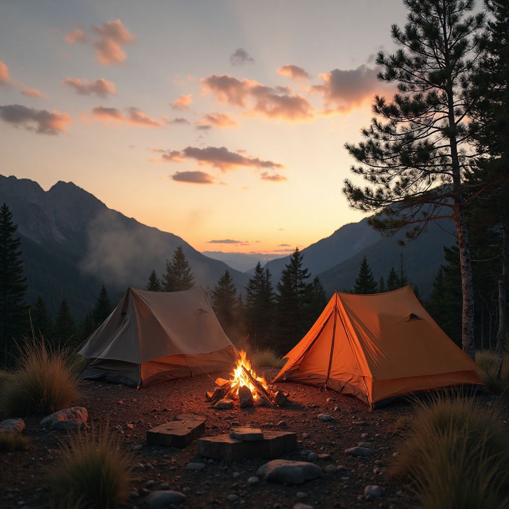 Wilderness camping scene